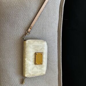 Michael Kors Gold and Cream Wristlet